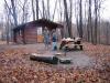 Bert and Carmen in front of cabin at Lake Maria State Park.